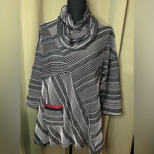 IC by Connie K Black & White Blouse with Infinity Business Casual Scarf …